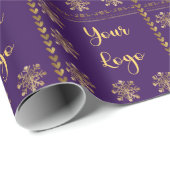 Lila Gold Chic Snowflake Herzlogos Weihnachten Geschenkpapier (Rolleneckpunkt)