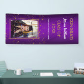 Lila Gold Confetti 2020 Foto Graduation Party Banner (Messe)
