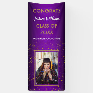 Lila Gold Confetti 2020 Foto Graduation Party Banner