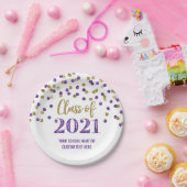 Lila Gold Confetti Abschluss 2021 Pappteller (Party)