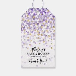 Lila & Gold Confetti Baby Dusche Gefallen Tag Geschenkanhänger