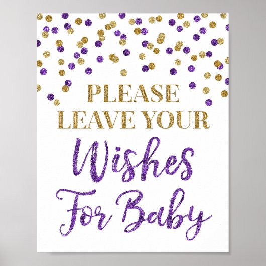 Lila Gold Confetti Baby Duschmittel Wünsche für Ba Poster (Vorne)