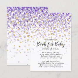 Lila Gold Confetti Baby Shower Book for Baby Einladung