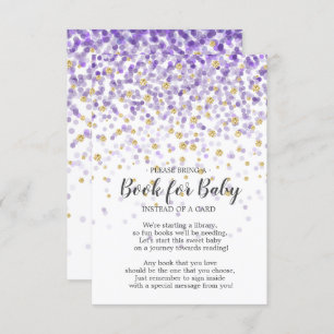 Lila Gold Confetti Baby Shower Book for Baby Einladung