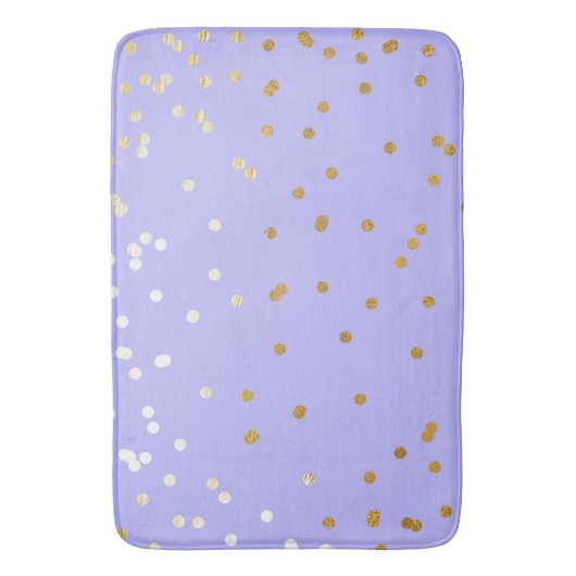 Lila & Gold Confetti Dots Moderner Glamour Glam Badematte (Vorderseite Vertikal)