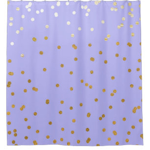 Lila & Gold Confetti Dots Moderner Glamour Glam Duschvorhang