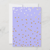 Lila & Gold Confetti Dots Moderner Glamour Glam Einladung (Rückseite)