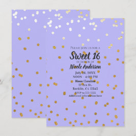 Lila & Gold Confetti Dots Moderner Glamour Glam Einladung