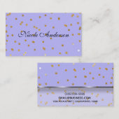 Lila & Gold Confetti Dots Moderner Glamour Glam Visitenkarte (Vorne/Hinten)
