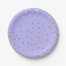 Lila & Gold Confetti Dots Modernes Brautparty Pappteller