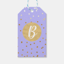 Lila & Gold Confetti Dots Modernes Gastgeschenk Geschenkanhänger