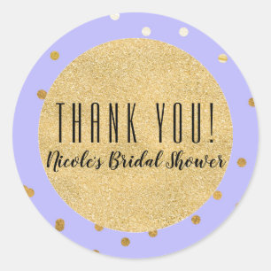 Lila & Gold Confetti Dots Modernes Gastgeschenk Runder Aufkleber
