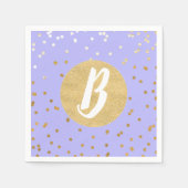 Lila & Gold Confetti Dots Modernes Monogramm Party Serviette (Vorderseite)