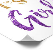 Lila Gold Confetti Es ist ein Girl Baby Duschzeich Poster (Ecke)