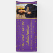 Lila Gold Confetti Grad Foto Abschluss 2025 Banner (Vertikal)