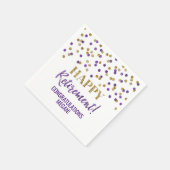 Lila Gold Confetti Happy Retirement Serviette (Ecke)