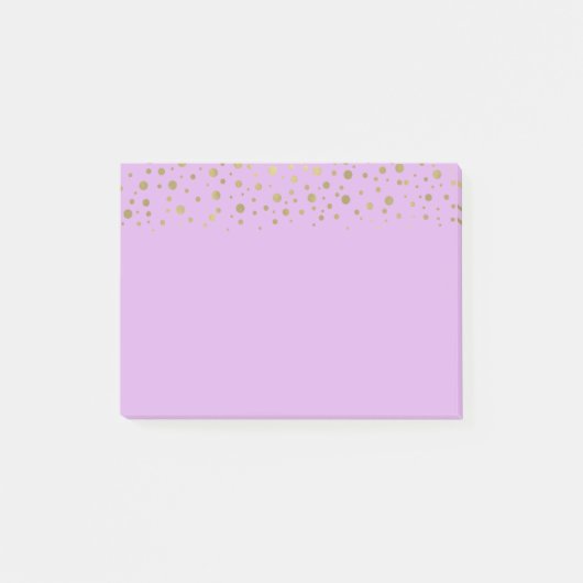 Lila Gold Confetti Post-it Klebezettel (Vorderseite)