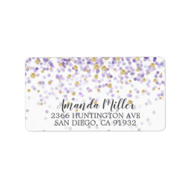 Lila & Gold Confetti Rücksendeadresse Adressaufkleber