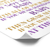 Lila Gold Confetti Sage kein Baby Game Sign Poster (Ecke)