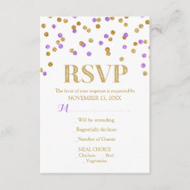 Lila Gold Confetti Wedding RSVP Cards Karte