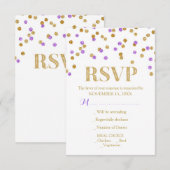 Lila Gold Confetti Wedding RSVP Cards Karte (Vorne/Hinten)