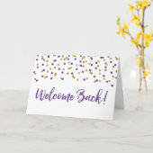 Lila Gold Confetti Welcome Back Card Karte (Gelbe Blume)