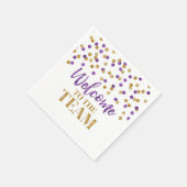 Lila Gold Confetti Willkommen im Team Napkins Serviette (Ecke)