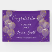 Lila & Gold Custom Party Personalisierter Abschlus Banner (Horizontal)