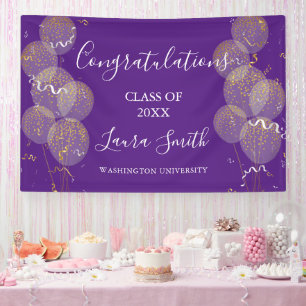 Lila & Gold Custom Party Personalisierter Abschlus Banner