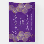 Lila & Gold Custom Party Personalisierter Abschlus Banner (Vertikal)