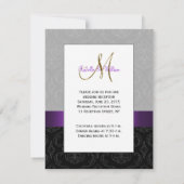 Lila Gold Damask Gold Empfang Card Einladung (Rückseite)