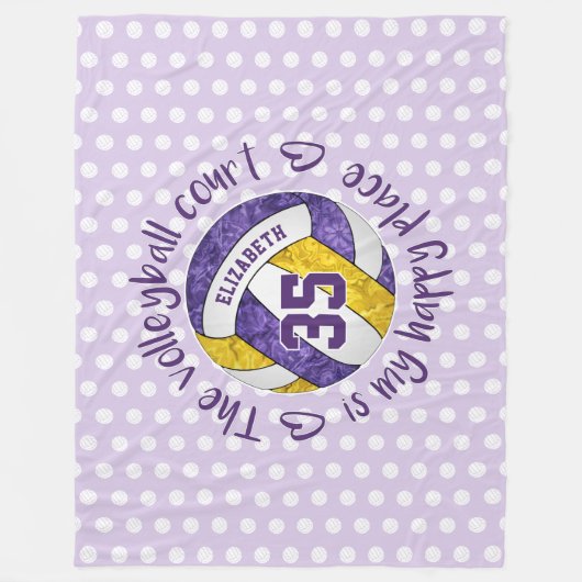 lila Gold Der Volleyballplatz ist mein glücklicher Fleecedecke (Vorderseite)
