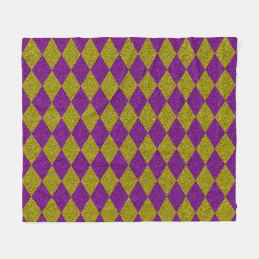 Lila & Gold Diamond Glitzer Fleecedecke (Vorderseite (Horizontal))