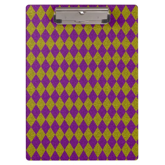Lila & Gold Diamond Glitzer Klemmbrett (Vorderseite)