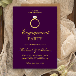 Lila Gold Diamond Ring Engagement Party einladen Einladung