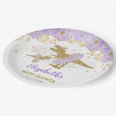 Lila Gold Dinosaur Tutu Tiara Girl Baby Dusche Pappteller (Schrägansicht)