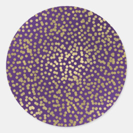 Lila Gold Dots Confetti Elegantes Party Runder Aufkleber
