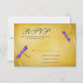 Lila Gold Dragonfly-Wirbel Hochzeitskarte RSVP Karte (Vorderseite)