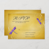 Lila Gold Dragonfly-Wirbel Hochzeitskarte RSVP Karte (Vorne/Hinten)