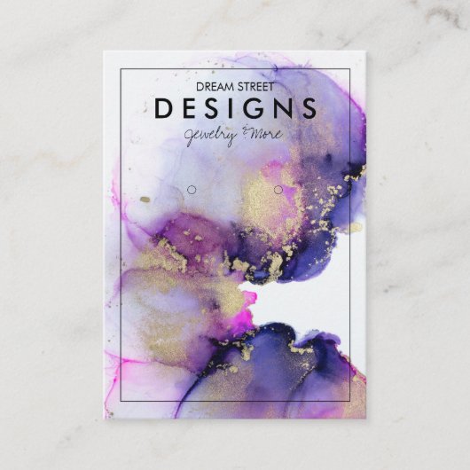 Lila Gold-Earring-Display-Karte Visitenkarte (Vorderseite)