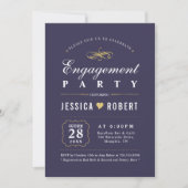 Lila & Gold | Elegante Engagement-Partei Einladung (Vorderseite)