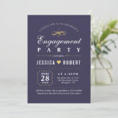 Lila & Gold | Elegante Engagement-Partei Einladung (Stehend Vorderseite)