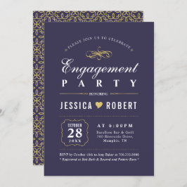 Lila & Gold | Elegante Engagement-Partei Einladung