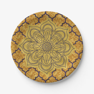 Lila Gold Elegante Königliche Indische Party Hochz Pappteller