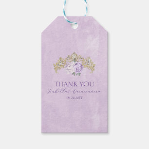 Lila & Gold Elegante Quinceñera Geschenkanhänger