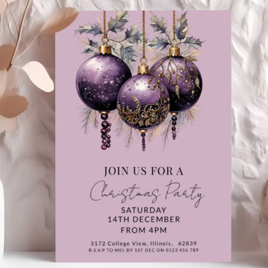 Lila & Gold Elegantes Party Einladung