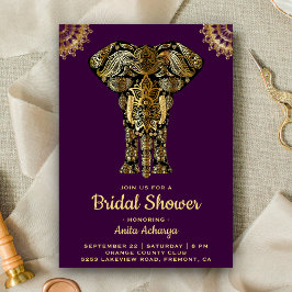 Lila Gold Elephant Indian Brautparty Einladung