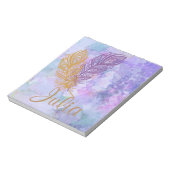 Lila & Gold Feathers Watercolor Fantasy Notizblock (Rotiert)