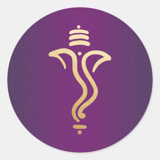 Lila Gold Festive Ganesh/Indischer Gott Runder Aufkleber (Vorderseite)