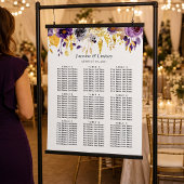 Lila Gold Floral 9 Tische Hochzeitskarte Poster